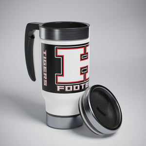 Hurricane Football Stainless Steel Travel Mug with Handle, 14oz