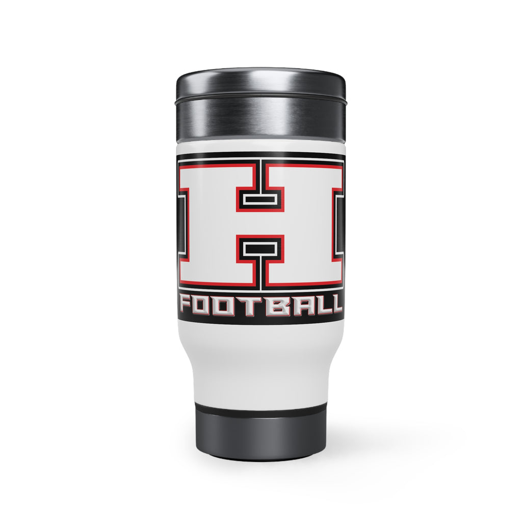 Hurricane Football Stainless Steel Travel Mug with Handle, 14oz