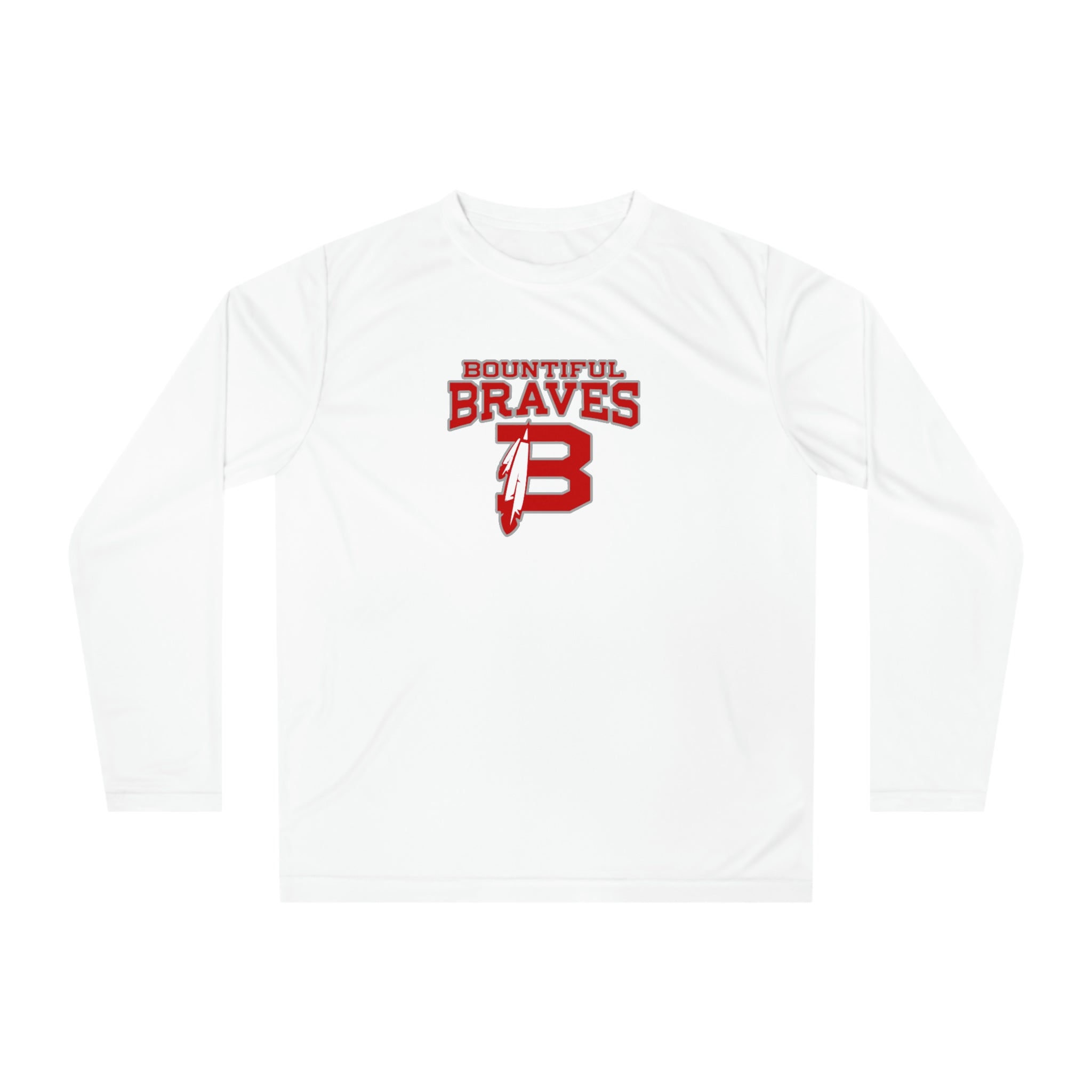 Braves Feather Long Sleeve Performance Shirt - Single Side