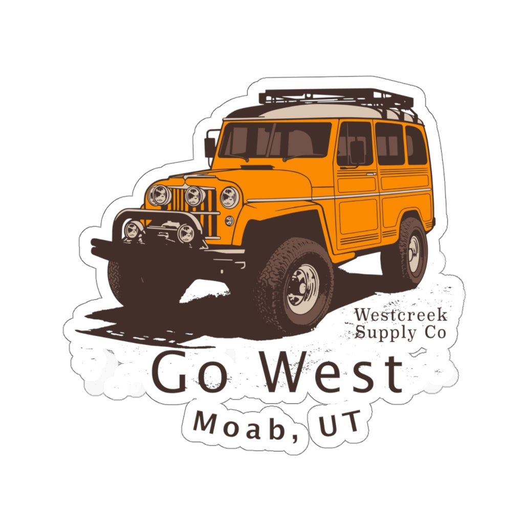 Go West Moab - Vintage Overland Jeep Sticker