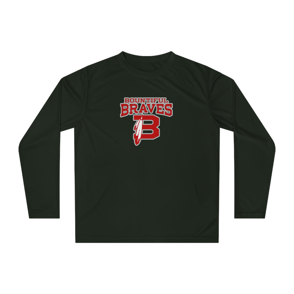 Braves Feather Long Sleeve Performance Shirt - Single Side